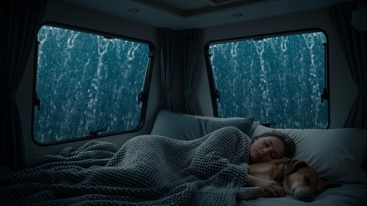 Heavy Rainstorm on Car Roof | Deep Sleep Sounds for Calm Atmosphere and Deep Sleep
