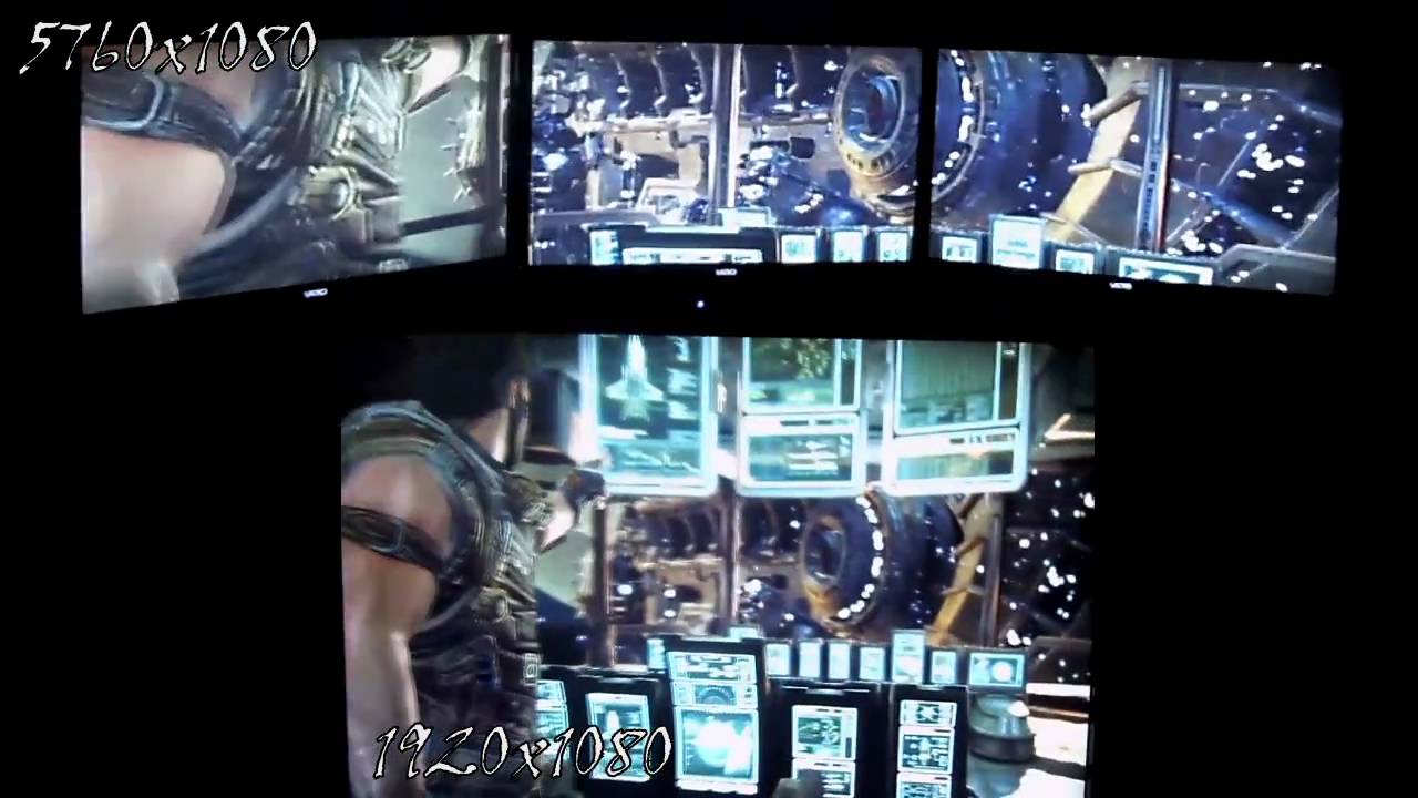 Bulletstorm Resolution Comparison  3 monitor vs 1 monitor.