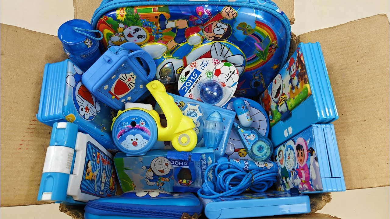 Ultimate Biggest Doraemon Stationery Collection, 6 Button Pencil Box, School Bag, doraemon toy, Doms