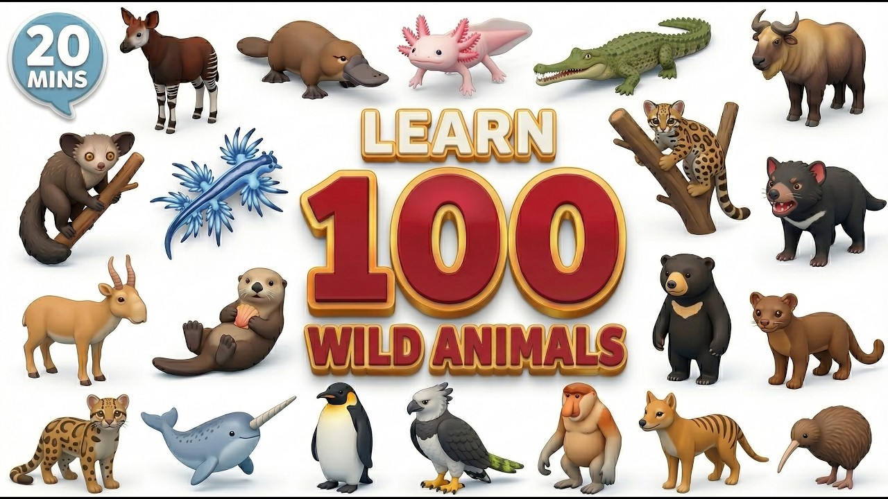 100 Animals for Kids | Learn First Words, Animal Names & Sounds - Early Childhood Education
