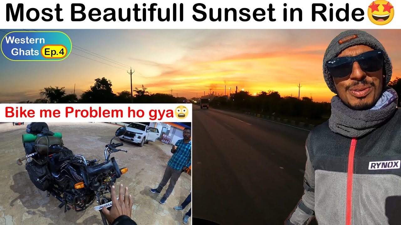 Most Amazing Sunset🤩 | Bike me problem ho gya😨 | Finally entered Maharashtra | Western Ghats Ep.4