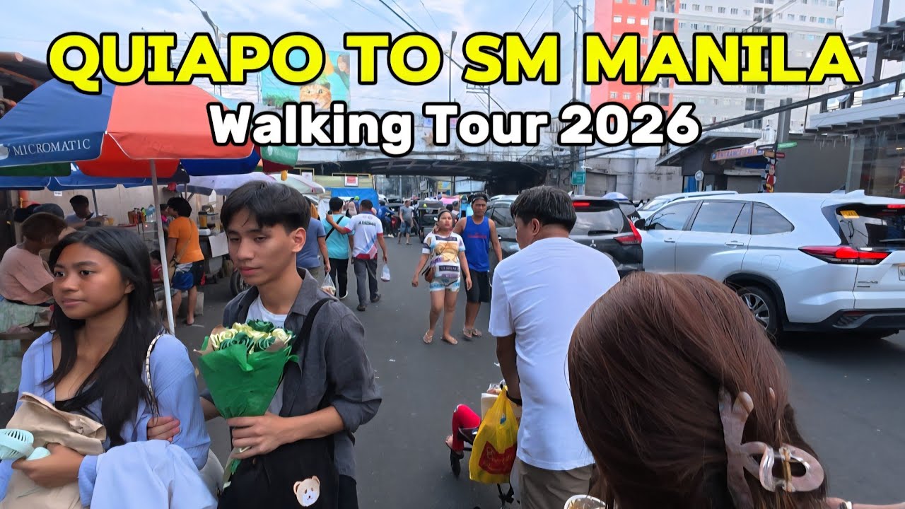 Quiapo to SM Manila: Sunday Crowd to Peaceful Bridge | 4K ASMR Walking Tour (No Talking)