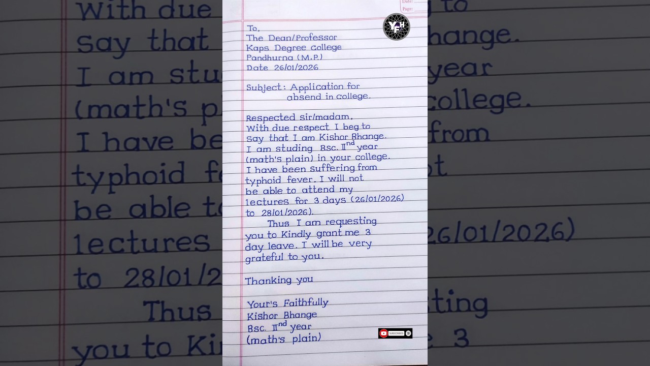 Application for absence in college | application for college absent |
