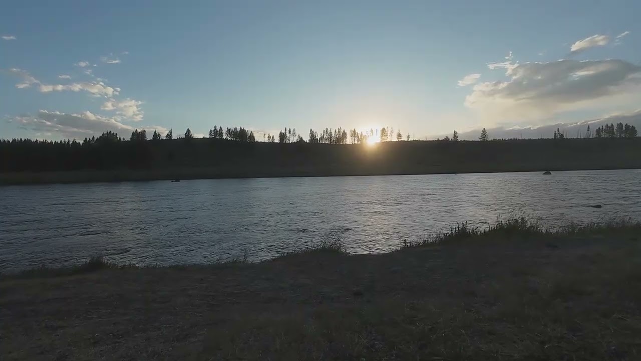 Yellowstone Sunset Serenity | Relaxing Wind & Lake Sounds | ASMR Nature Ambience with Soft Music