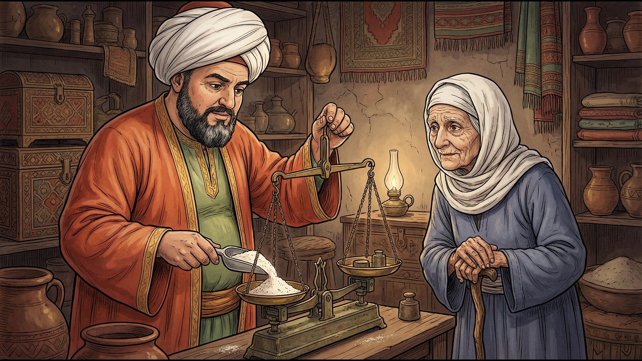 قصة التاجر الجشع الذي غش في ميزان امرأة عجوز، وكيف انتقم الله منه في أعز ما يملك بلمح البصر.