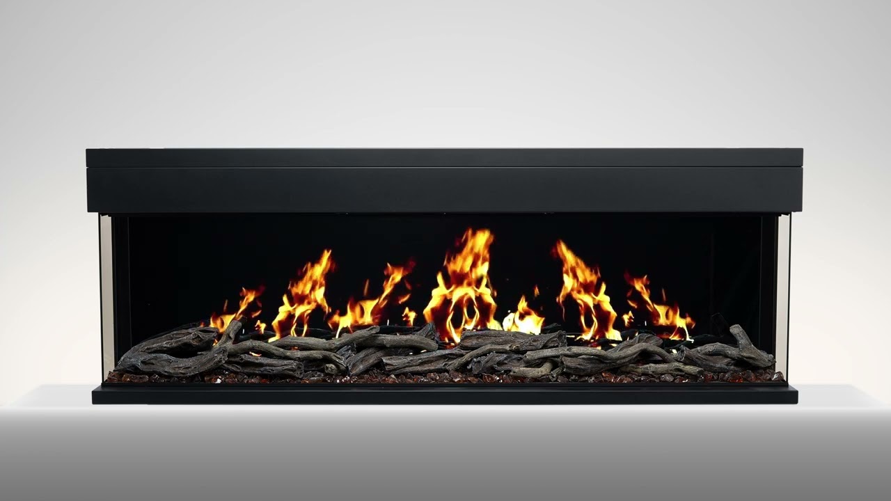 AmberGlo 60 Inch LCD Real Flame Effect Media Wall Electric Fireplace