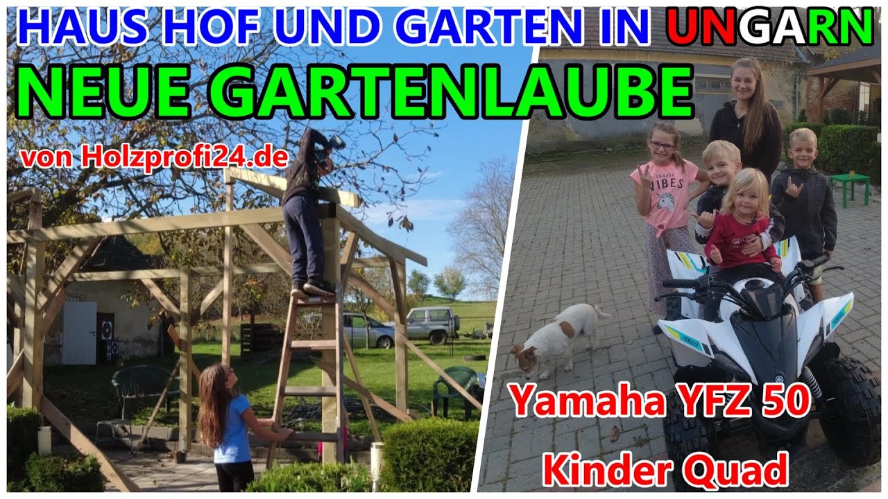 Gartenlaube von Holzprofi24 de gebaut von meinen Enkelkinder und Yamaha YFZ 50 Kinderquad