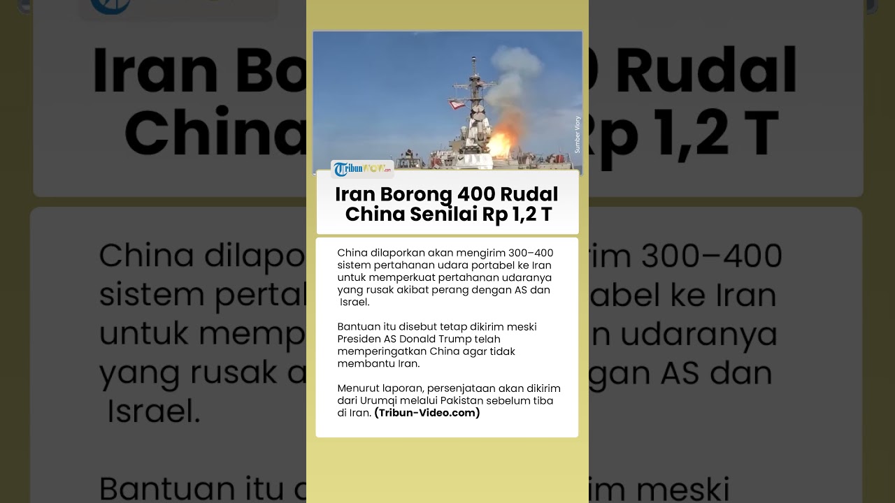 Iran Perkuat Pertahanan Udara, Dilaporkan Datangkan Ratusan Rudal dari China Senilai Rp 1,2 Triliun
