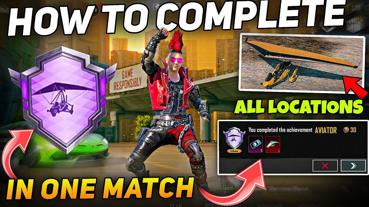 HOW TO COMPLETE AVIATOR ACHIEVEMENT IN BGMI / FLY THE MOTOR GLIDER UPSIDE DOWN 3 TIMES