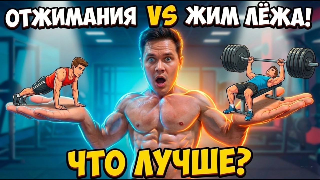 Жим лёжа vs отжимания | Что РЕАЛЬНО качает грудь?