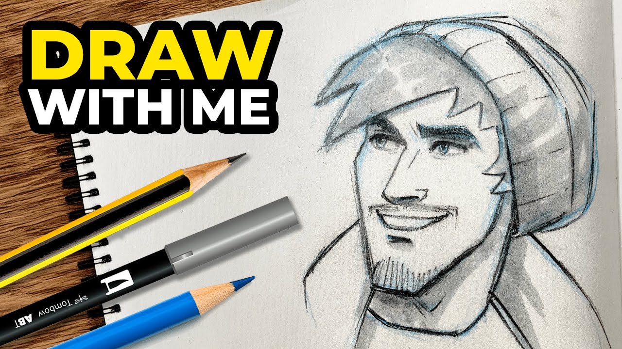 Draw With Me: Stylised Male Portrait | Start to Finish Sketch