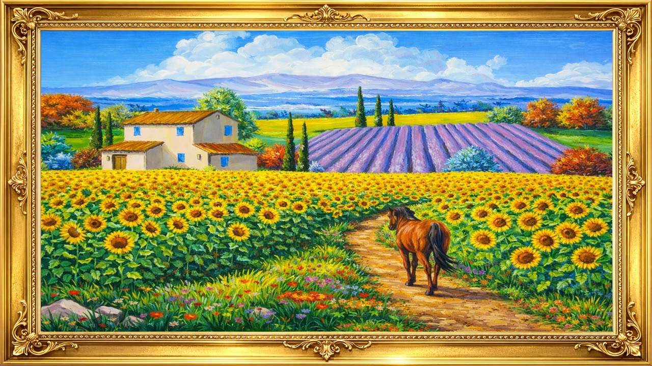 Sunflower Garden Painting 🌻 | TV Frame 4K | 2 Hours | @tvframeart9