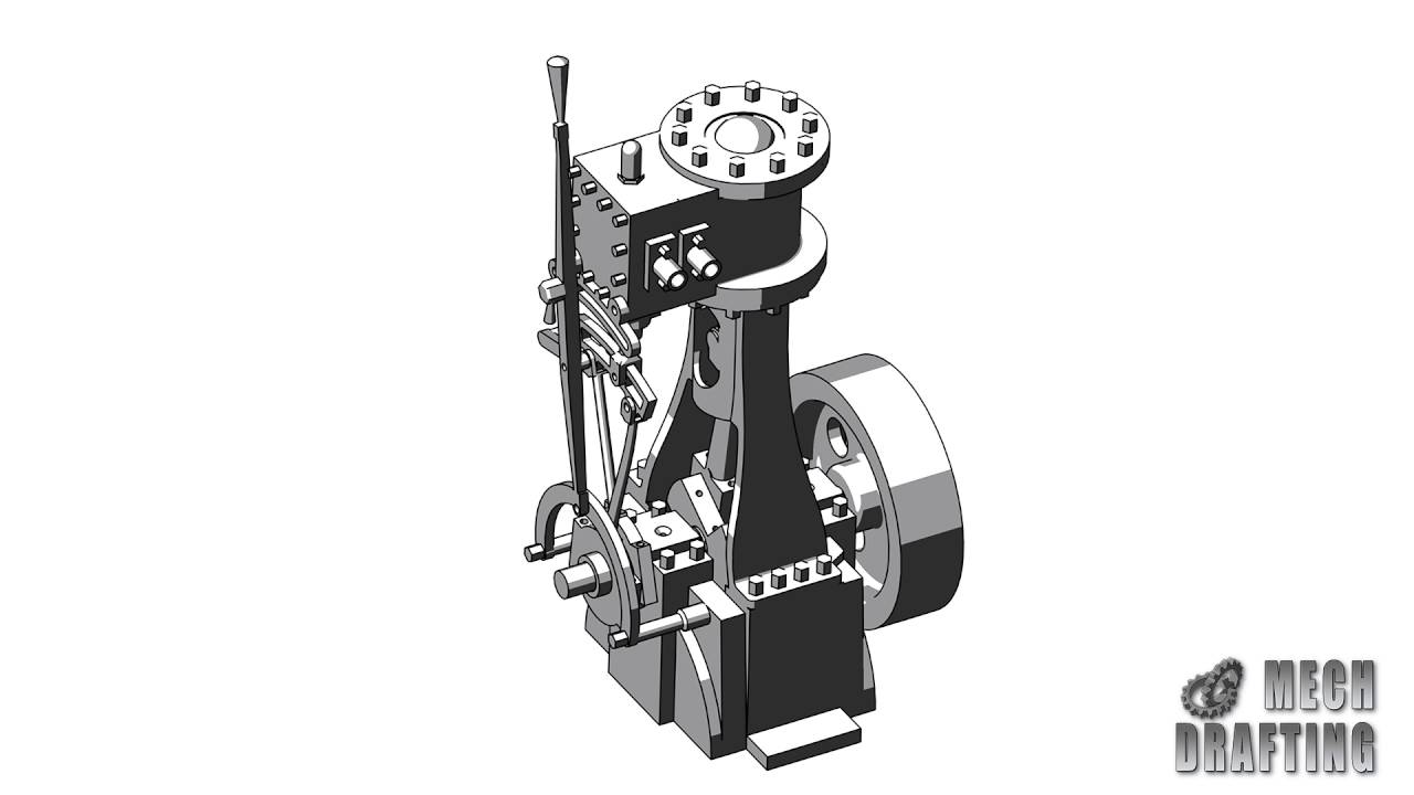 Vertical steam engine animation