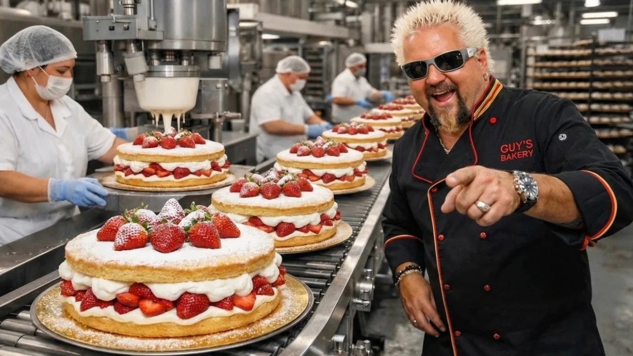 Inside the Strawberry Shortcake Factory: Guy Fieri’s Fresh Summer Dessert (Full Process)