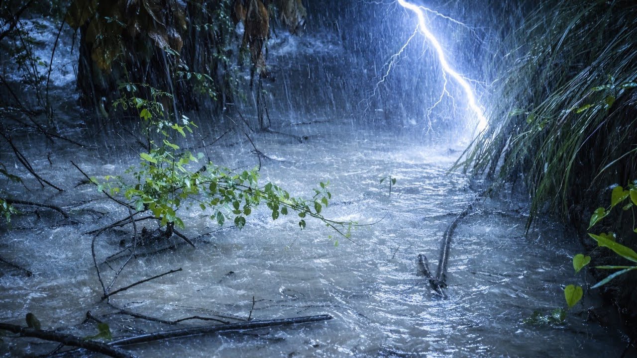 Instant Sleep with Heavy Rainstorm Sounds & Strong Wind on The Lake | White Noise 1 Hours for Relax