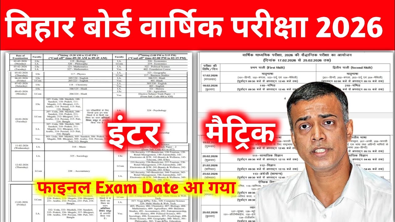 Bihar Board Matric Inter Final Exam Date 2026 | 10th 12th Annual Exam Routine Download 2026