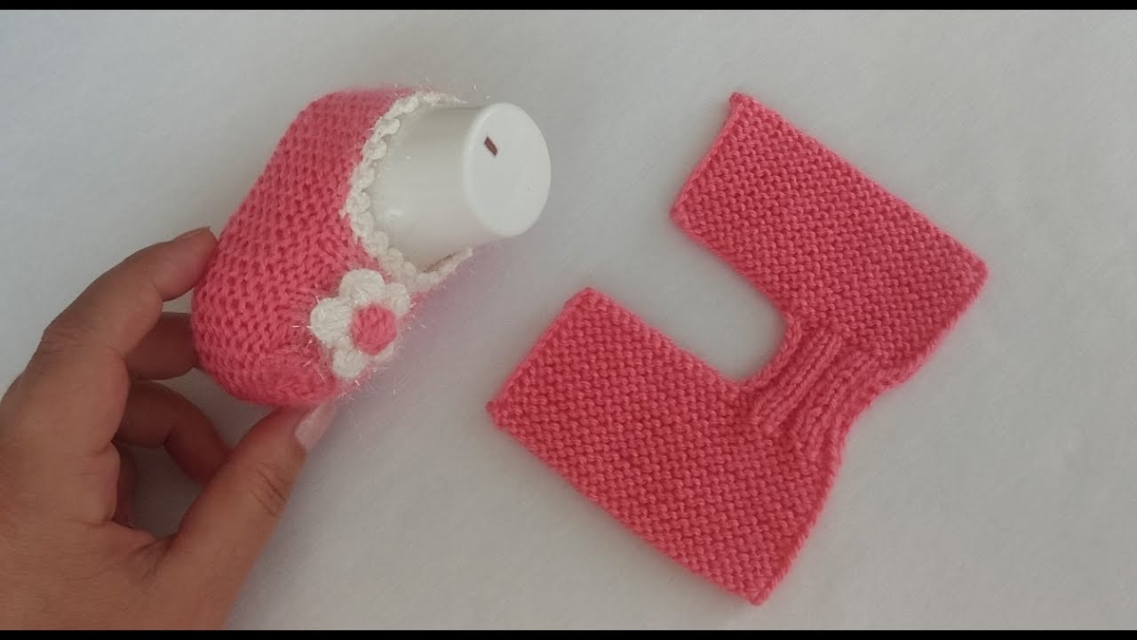 kolay bebek patiği yapılışı (iki şiş ile bebek patiği modeli) anne kız kombini