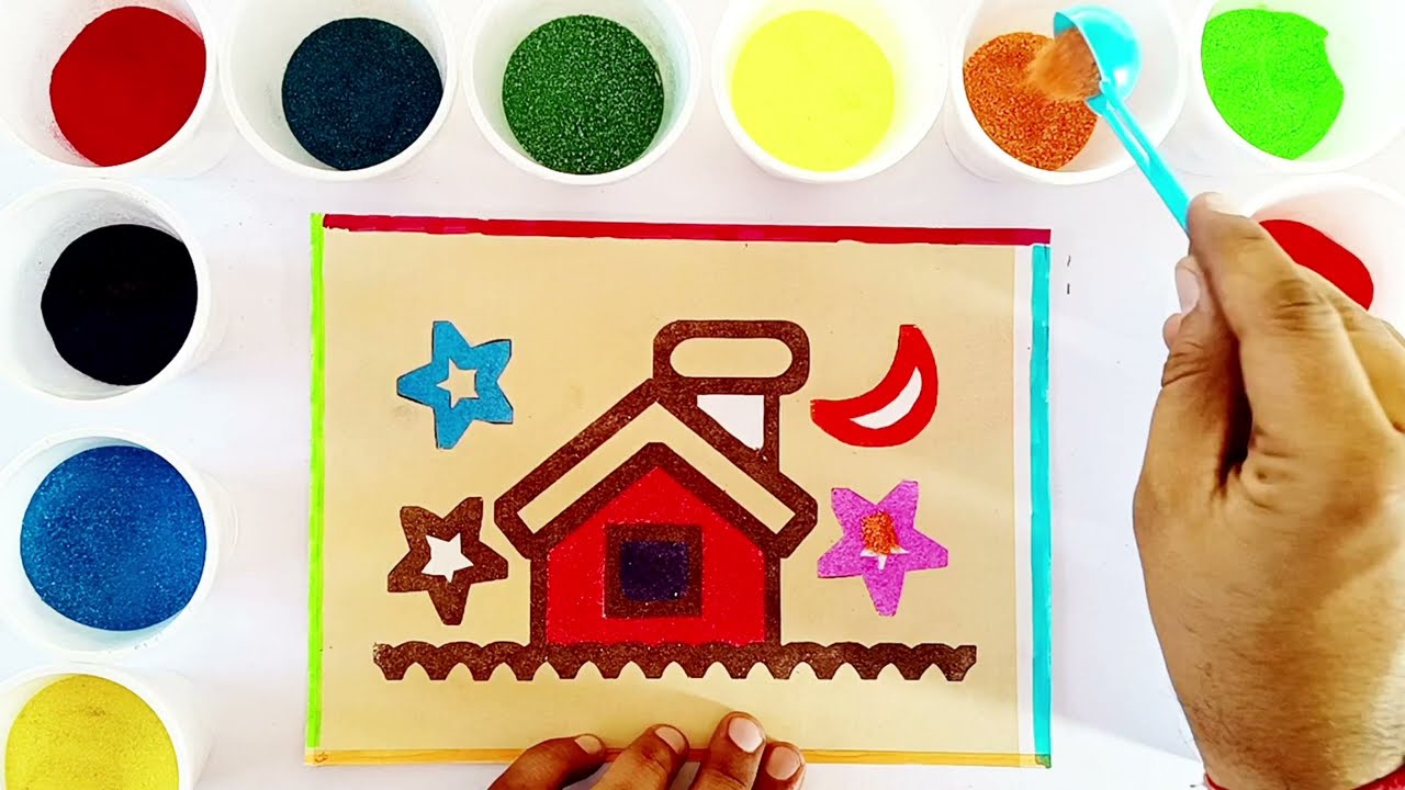 beautiful home painting by sand | home sand painting for kid's | easy sand painting for toddlers