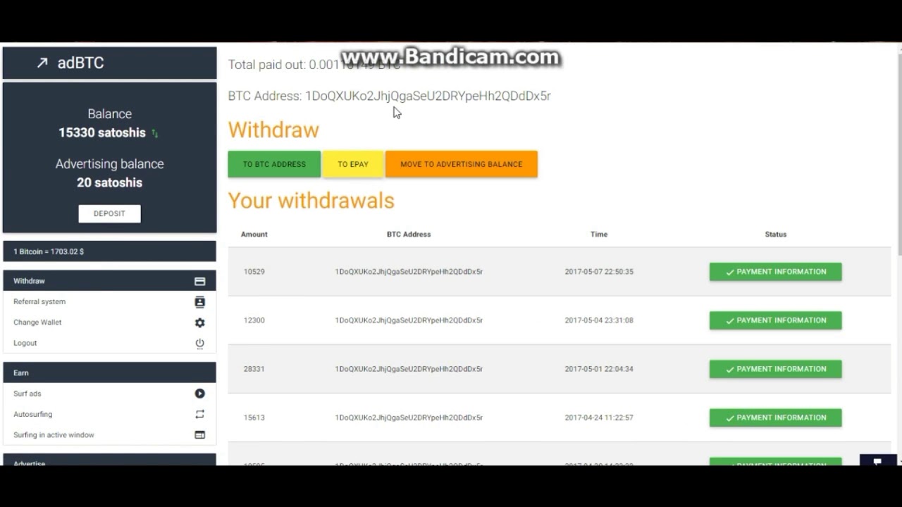 adbtc - Earn Free Bitcoin - Withdraw and Payment