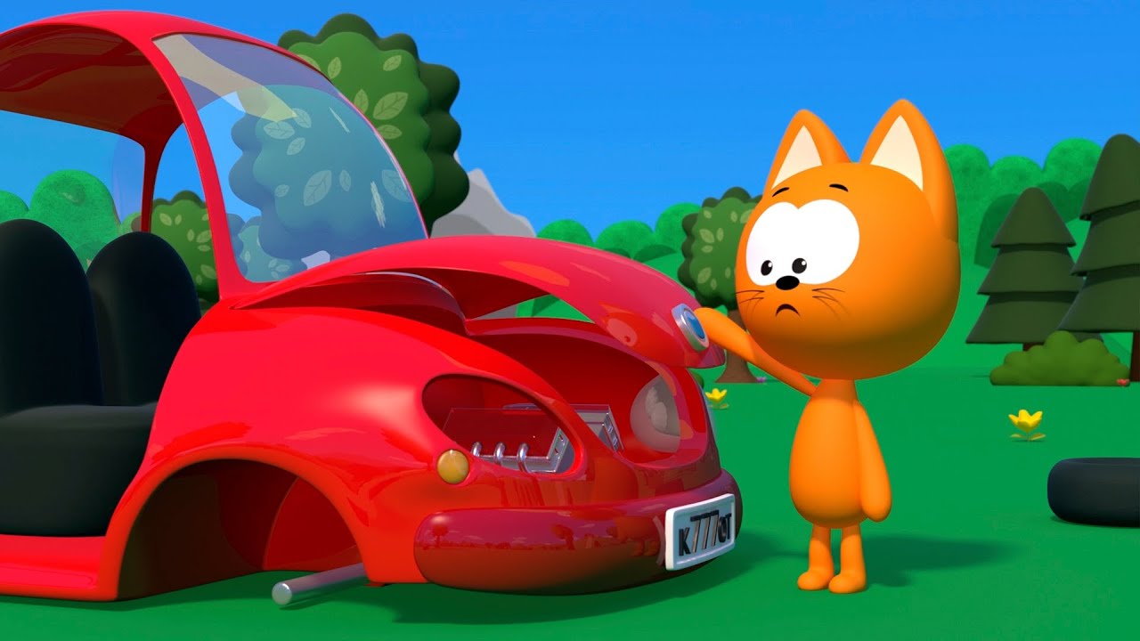 Huevos de colores rompieron el auto | Juegos infantiles y dibujos animados | El gatito Koté