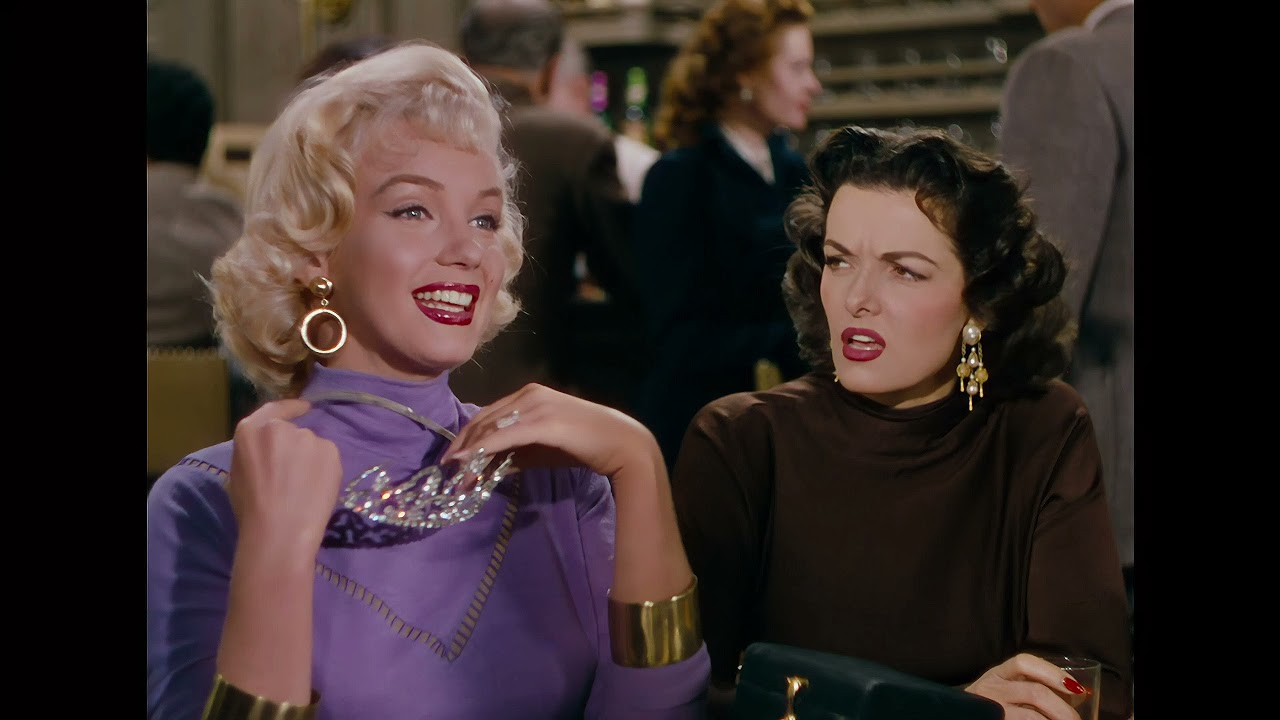Marilyn Monroe & Jane Russell 1953 Gentlemen Prefer Blondes It's a Tiara Scene remastered 4k