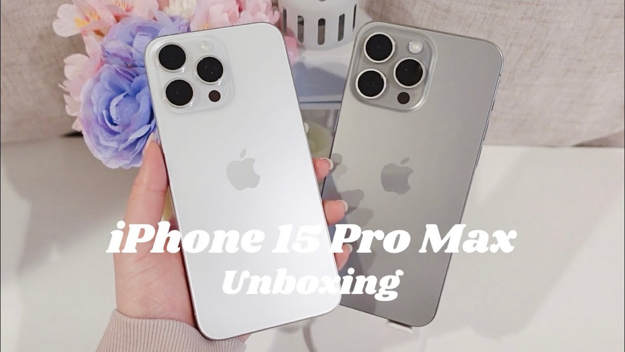 ✨ iPhone 15 Pro Max (White Titanium & Natural Titanium) Unboxing + Accessories 📱