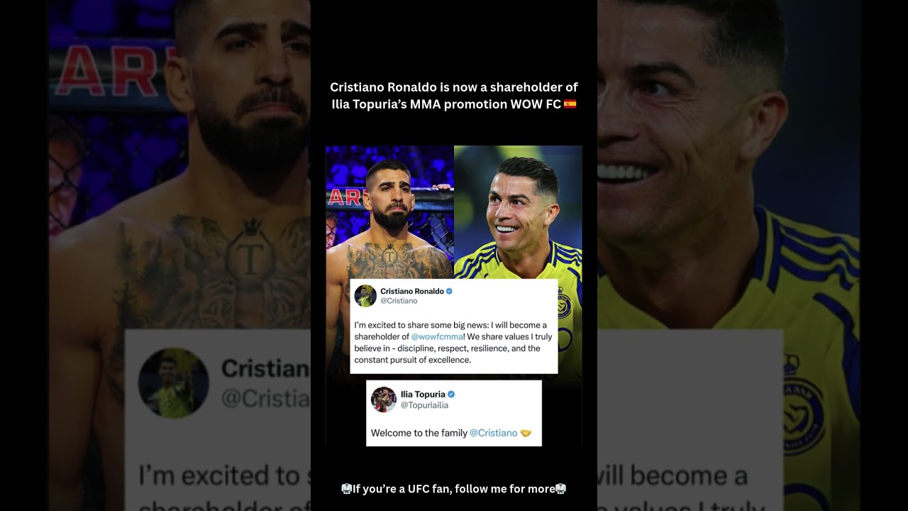 Cristiano Ronaldo is now a shareholder of Ilia Topuria&rsquo;s MMA promotion WOW FC 🇪🇸 #brutalmmaknockouts