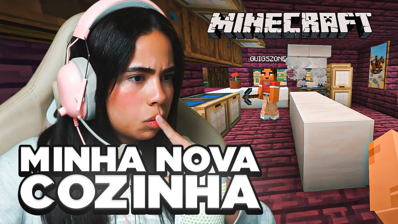 FIZ UMA COZINHA DE LUXO NA CASA ROSA NO MINECRAFT 