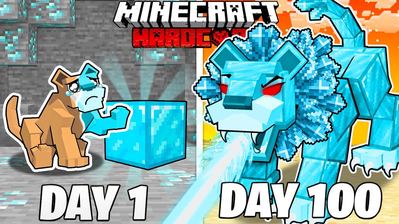 I Survived 100 Days as a DIAMOND LION in HARDCORE Minecraft
