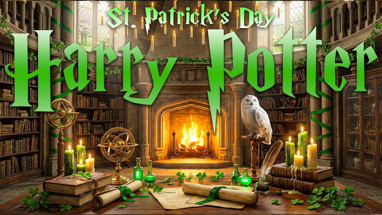 St. Patrick’s Day in Dumbledore’s Office ☘️ 🔥 Hogwarts Fireplace Ambience | Harry Potter Music