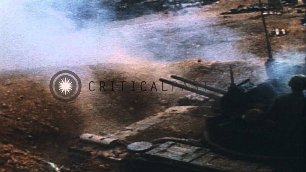 United States soldiers fire from M-42 and M-55 Quad tanks at Fire Station Base Ba...HD Stock Footage