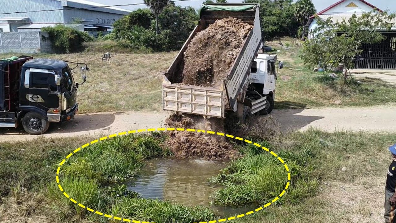 Amazing New PROHECT!! Activity Use 5Ton Trucks Pour Soil & Clearing Land by Dozer D20A.