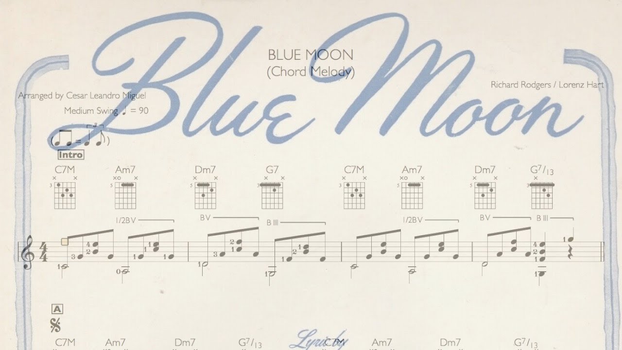Blue Moon (Fingerstyle / Chord Melody) [Transcription]