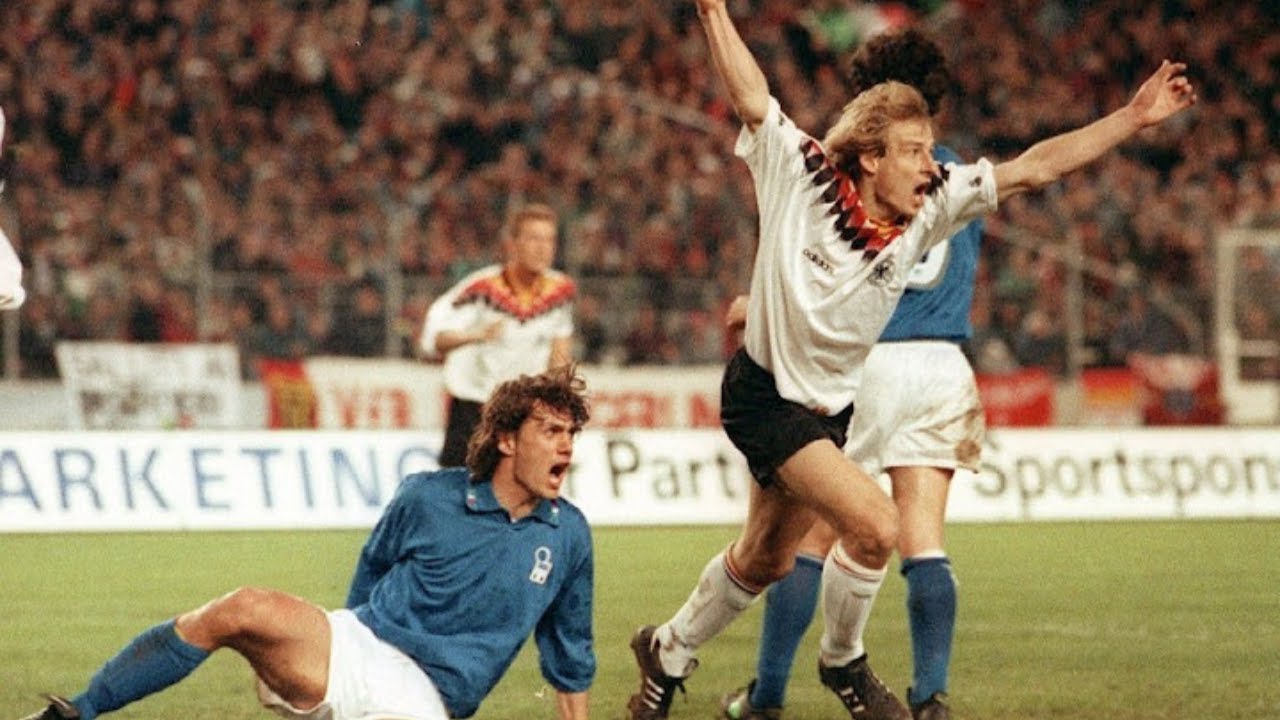 J&uuml;rgen Klinsmann humiliates the Italy with Maldini and Baresi