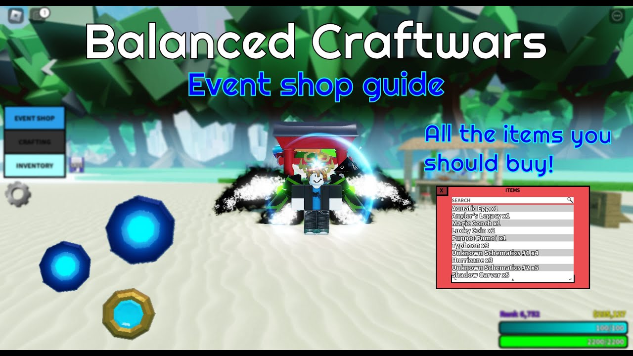 Balanced Craftwars Event Shop Guide