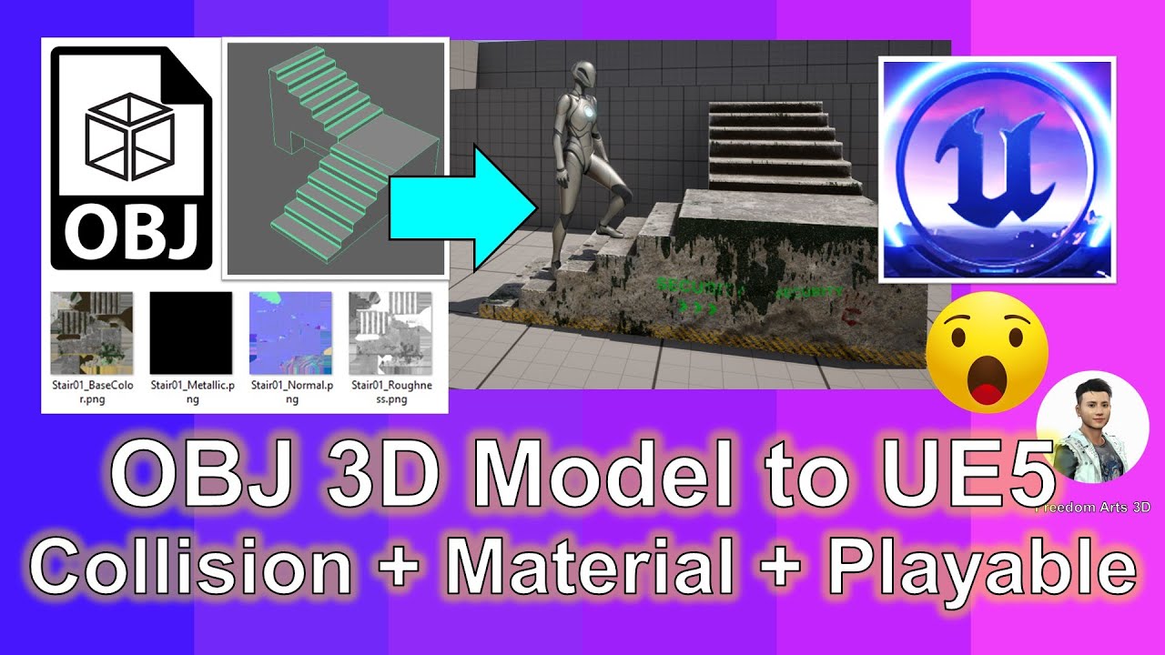 3D-модель OBJ для Unreal Engine 5 — импорт + столкновение + материал + текстура | Учебное пособие