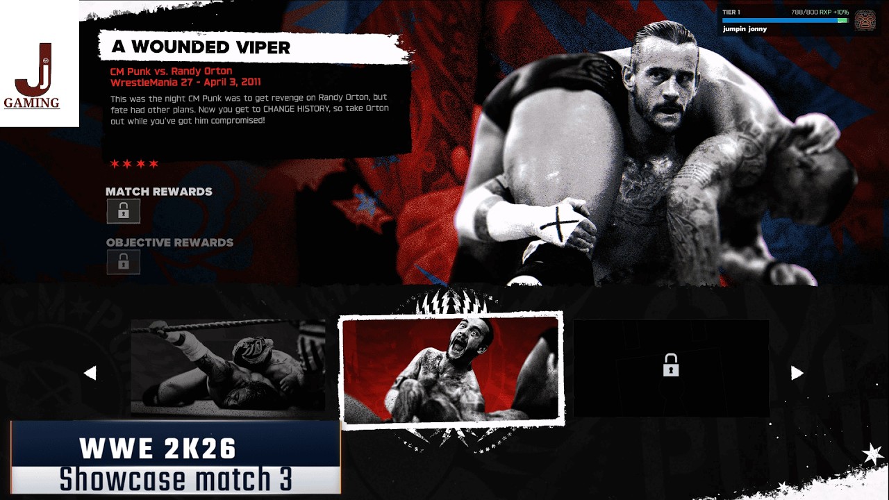 WWE 2K26 Showcase match 3 complete all objectives CM Punk Vs Randy Orton Wrestlemania 27