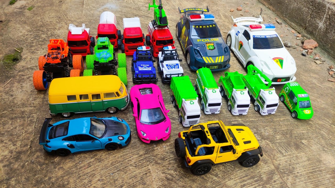 Mencari Mobil mobilan keren, Mobil Monster, Mobil Truk Mini, Mobil Jeep. Mobil Polisi, Mobil Sampah