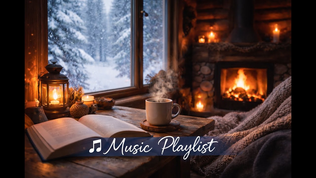 [Playlist] Gentle Music for a Snowy Winter Day in a Warm Cabin ☕❄️ | No Lyrics