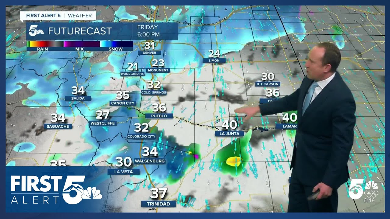 Late winter storm will slam the higher terrain and Pikes Peak Region on Friday