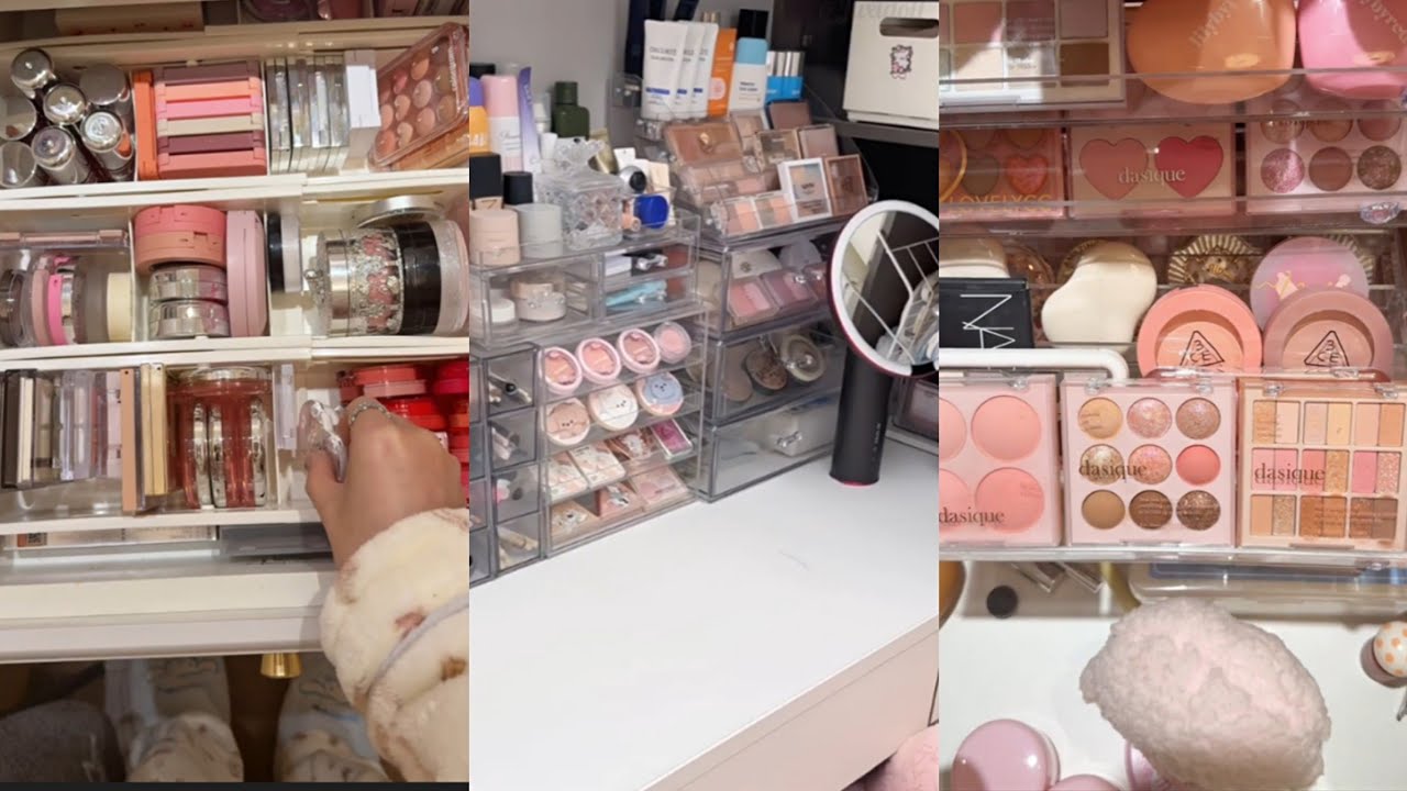 ASMR MAKEUP STOCKING & ORGANIZING VANITY 🎀