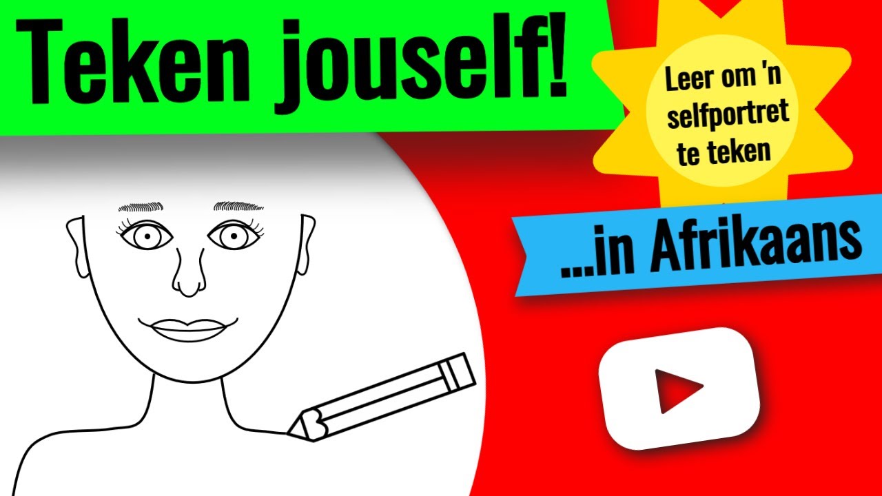 Teken jouself ▶ Leer om jouself te teken! Selfportret vir kinders.