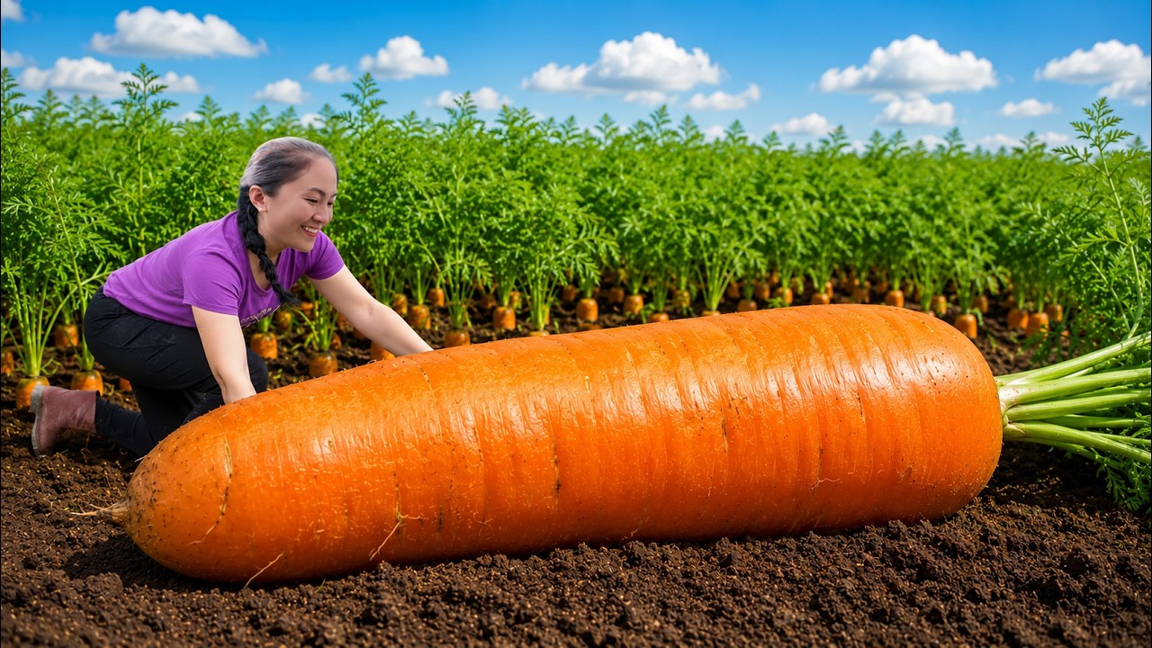 Harvesting Fresh Carrots With Emma In The Ripening Garden - Goes Market For Sell | Emma Dailylife