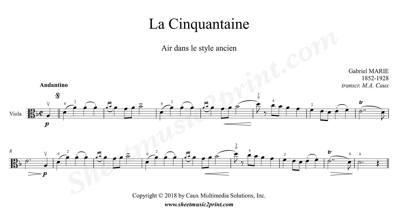 Gabriel Marie : La Cinquantaine - Viola