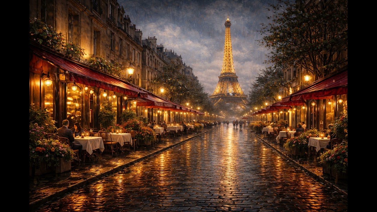 Rainy Night Soft Jazz Lounge 🌧️ | Paris Night Jazz Bar