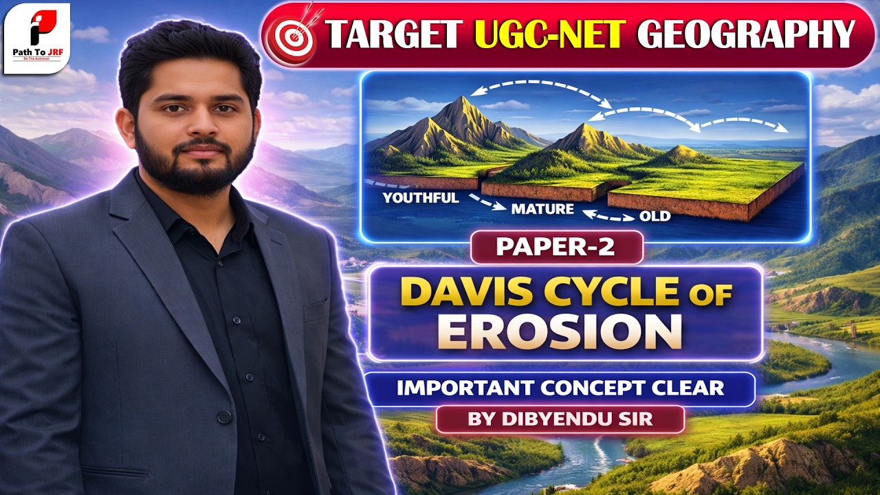 TARGET UGC-NET Geography  Davis Cycle of Erosion Explained  Paper-2 Concept Clear