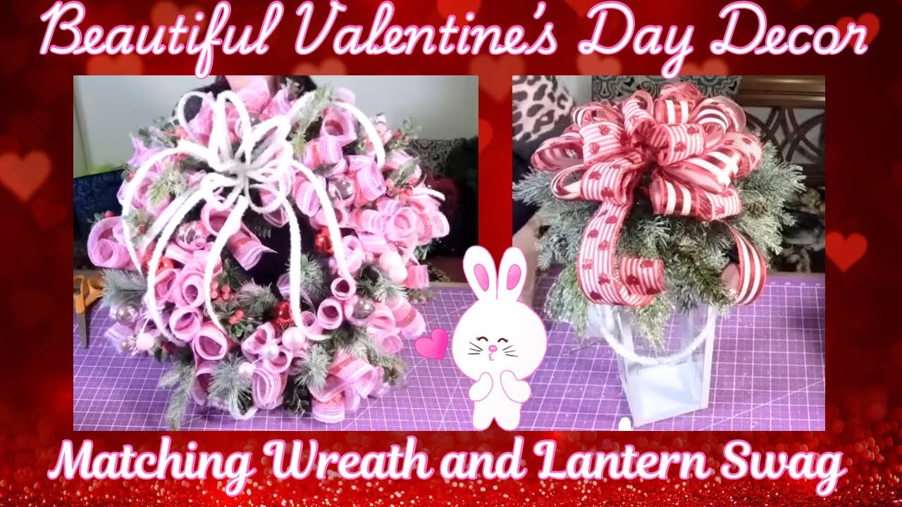 Matching Deco Mesh Wreath and Lantern Swag |Beautiful Valentine's Day Decor |Hard Working Mom