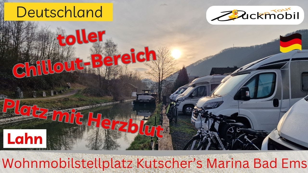 Wohnmobilstellplatz an Kutscher`s Marina in Bad Ems - kleine Oase mit Blick aufs Wasser