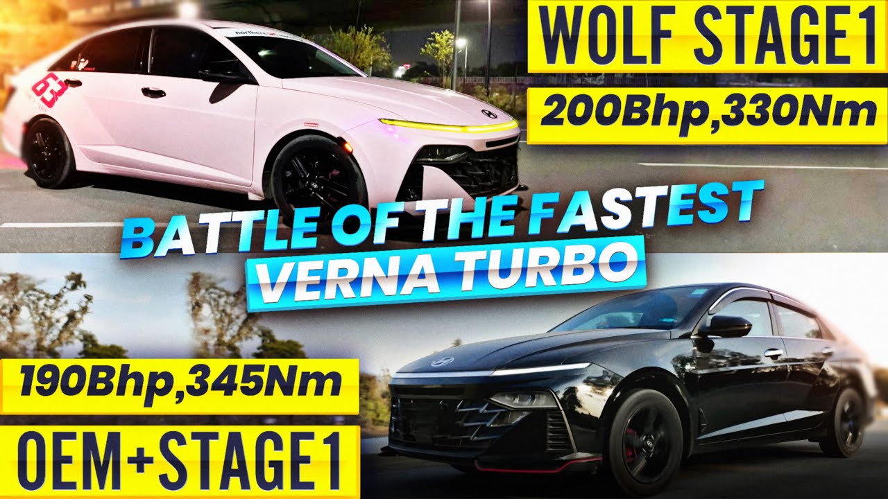 Wolf Stage 1 Verna Turbo Vs OEM+ Stage 1 Verna Turbo [Drag Race] 200Bhp Vs 190Bhp Which Is Fastest ?