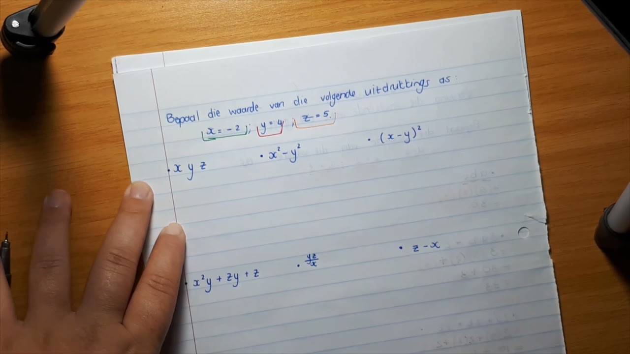 Graad 8 & 9 Wiskunde Substitusie